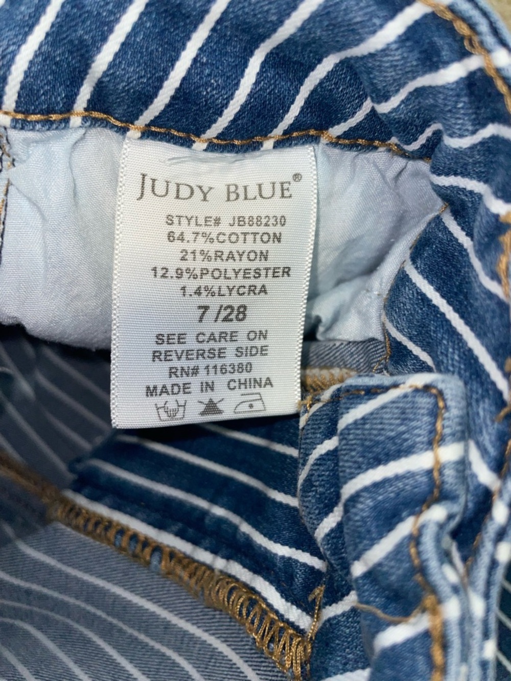 Judy Blue Pin Striped Flared Jeans - Picture 4 of 7